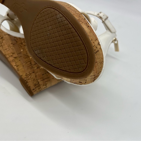 JESSICA SIMPSON White Jeffina Leather Wedge Sandals Size 9M - Picture 12 of 12
